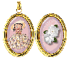 Betty Boop inside locket with flowers