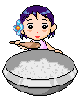 girl eating rice